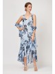 Printed V-Back High-Low Tulip Dress and Shawl Alex Evenings 8175838