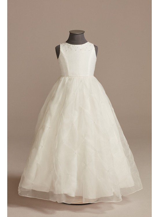 Puckered Flower Girl Dress with Hand-Placed Pearls DB Studio WG1426