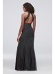 Puckered Glitter Knit Keyhole Mermaid Gown Morgan and Co 21555