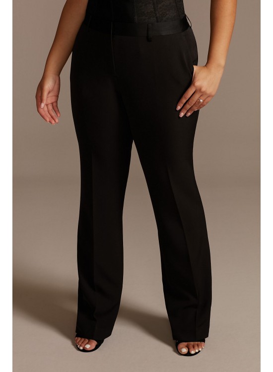 Relaxed Leg Plus Size Suit Pants with Satin Waist  Collection 9WG4002