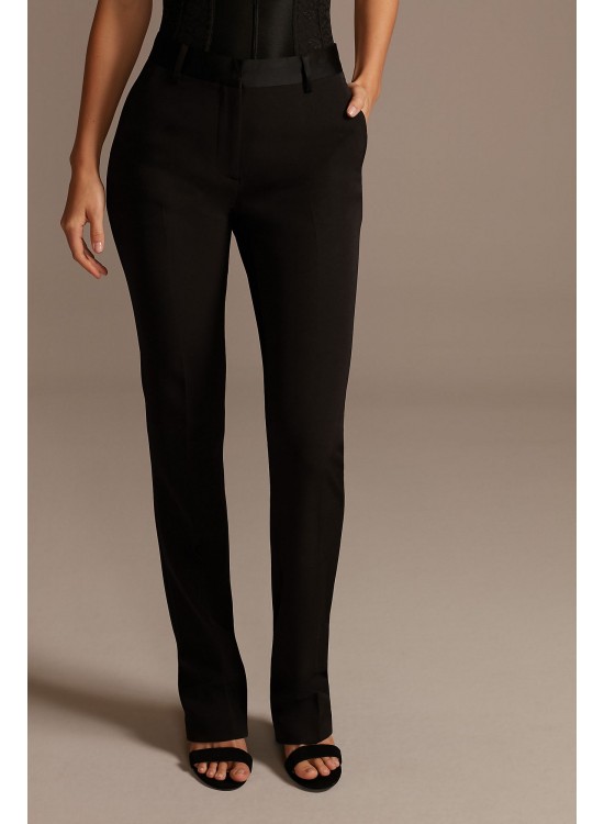 Relaxed Leg Suit Pants with Satin Waistband  WG4002