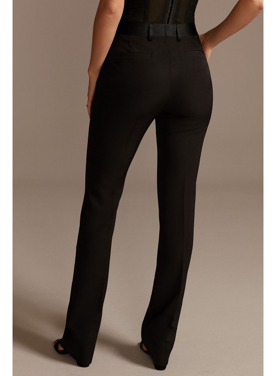 Relaxed Leg Suit Pants with Satin Waistband  WG4002