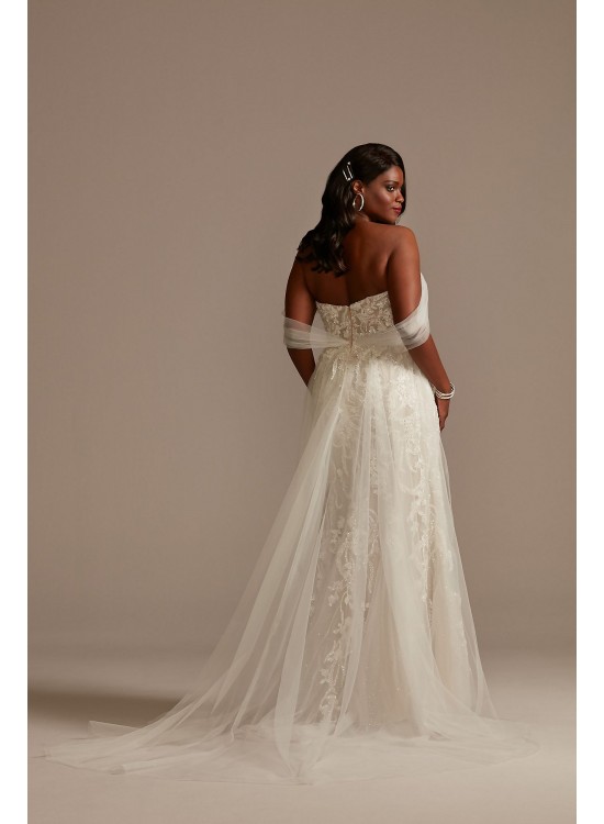 Removable Sleeve and Train Plus Size Wedding Dress  9LSSWG881