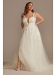 Removable Straps Tulle Plus Size Wedding Dress  9LSSWG898