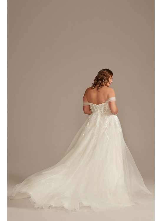 Removable Straps Tulle Plus Size Wedding Dress  9LSSWG898