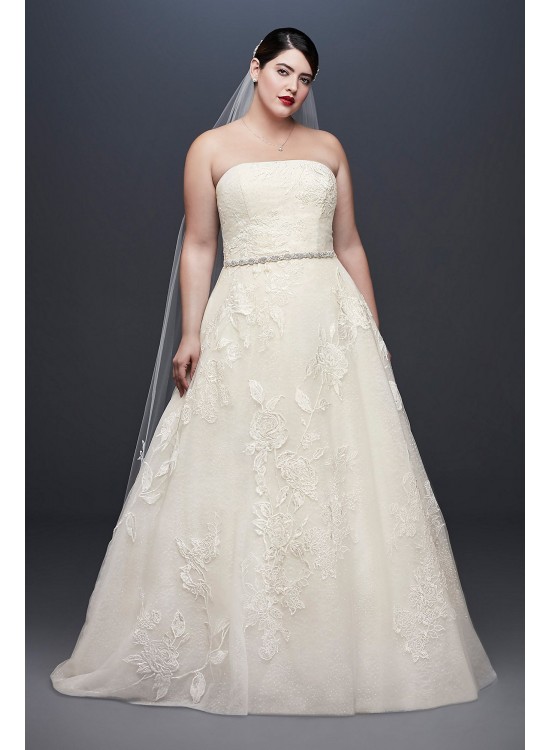 Rose Lace Plus Size Ball Gown Wedding Dress  8CWG803