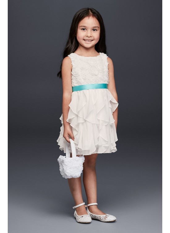 Rosette Flower Girl Dress with Ruffled Skirt  OP242