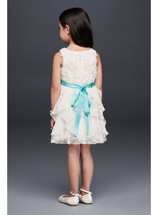 Rosette Flower Girl Dress with Ruffled Skirt  OP242