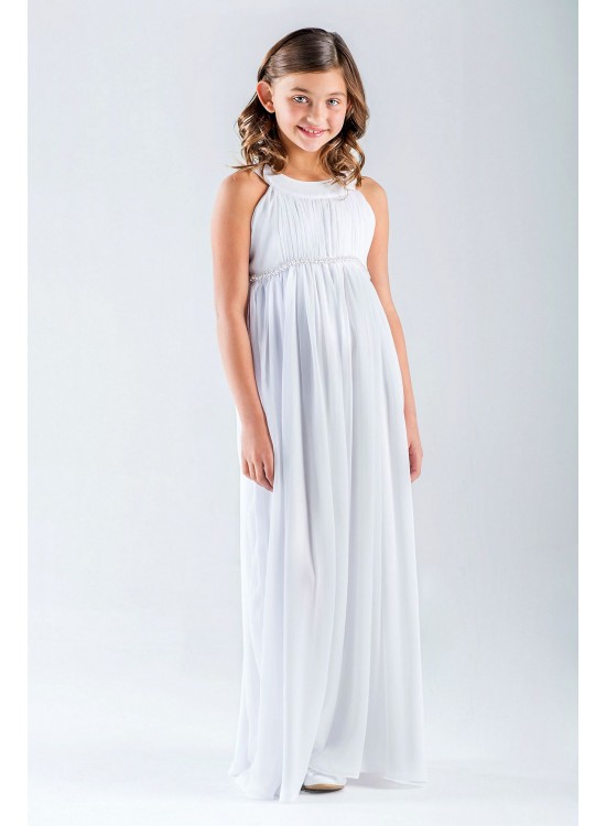 Round-Neck Chiffon Floor-Length Flower Girl Gown JB-672