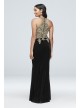 Round Neck Metallic Lace and Velvet Halter Gown Xscape XS10096