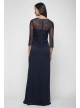 Ruched Illusion Mesh Sheath Gown with Jeweled Neck Alex Evenings 132833