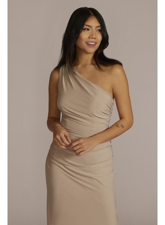 Ruched Jersey One-Shoulder Bridesmaid Dress David&#039;s Bridal F20543