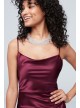 Ruched Low-Back Satin Cowlneck Sheath Dress Betsy and Adam A21847