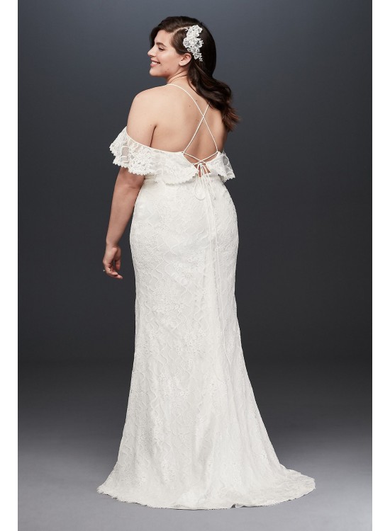 Ruffle Cold Shoulder Plus Size Wedding Dress Galina 9WG3954