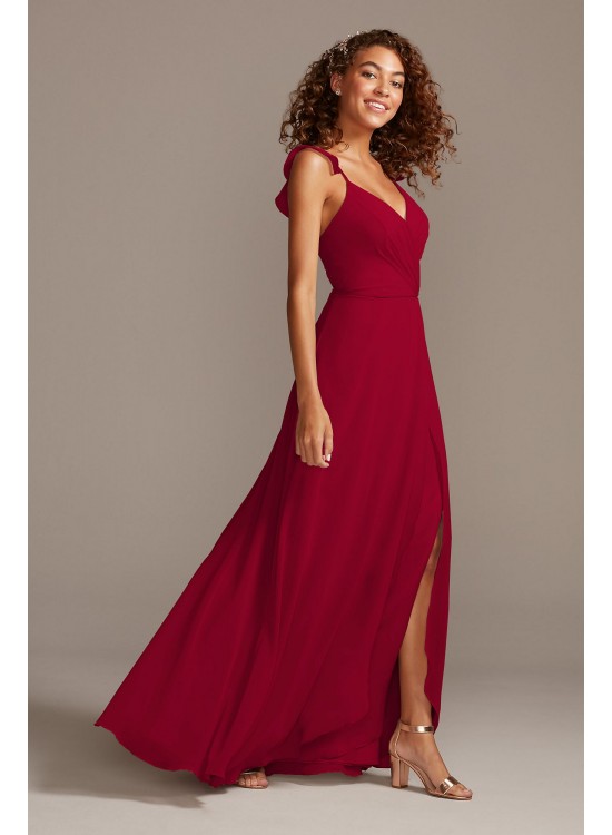 Ruffle Spaghetti Strap Chiffon Bridesmaid Dress  W11885