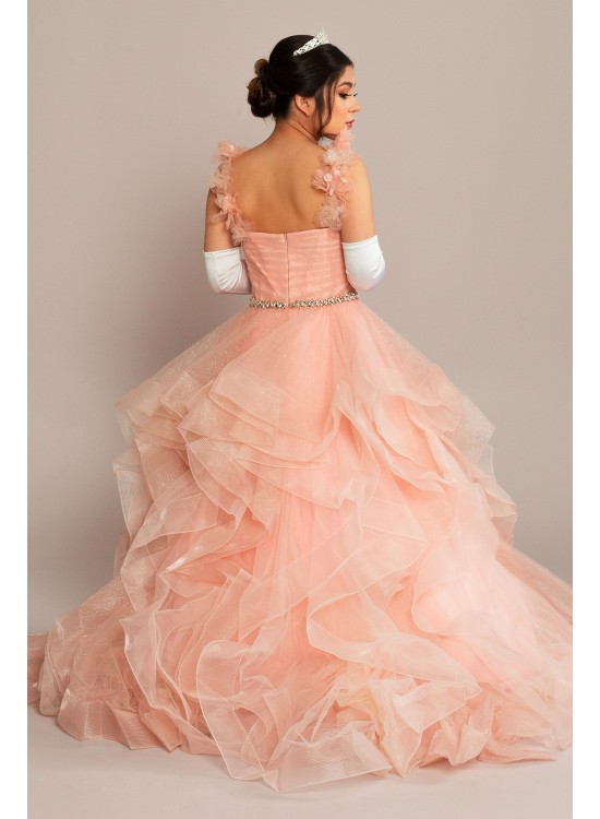 Ruffle Tulle Quince Dress with Convertible Straps Fifteen Roses FR2101