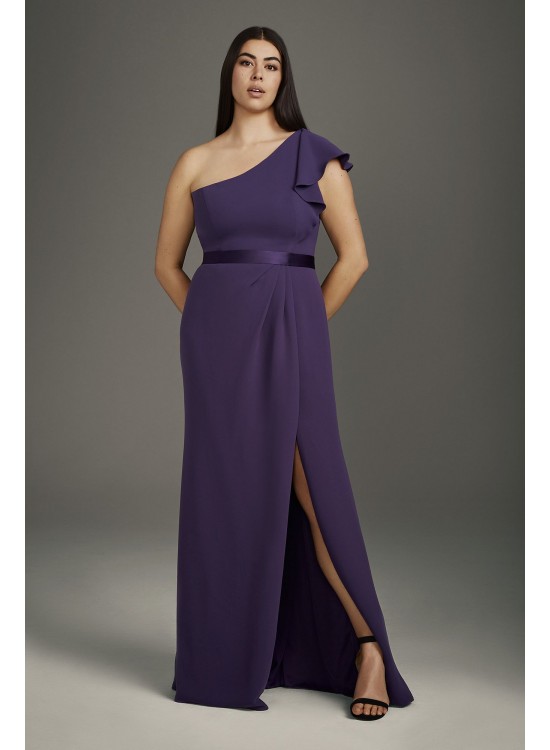 Ruffled One-Shoulder Double Cloth Bridesmaid Dress  VW360447