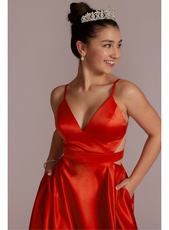 Satin A-Line Prom Dress with Cutouts Jules and Cleo WBM2948