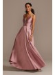 Satin Ball Gown with Deep-V Illusion Mesh Inset Speechless X41381QG5