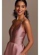 Satin Ball Gown with Deep-V Illusion Mesh Inset Speechless X41381QG5