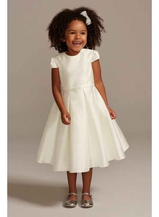 Satin Cap Sleeve Flower Girl Dress with Bow Sash  OP273