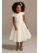 Satin Cap Sleeve Flower Girl Dress with Bow Sash  OP273