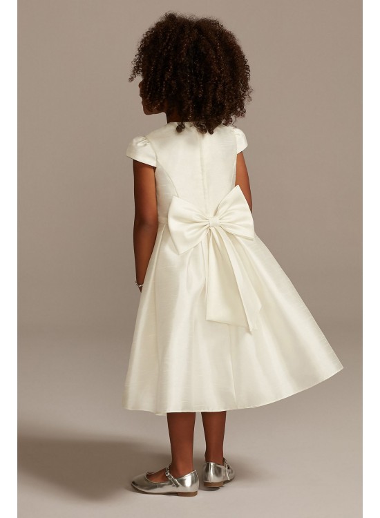 Satin Cap Sleeve Flower Girl Dress with Bow Sash  OP273