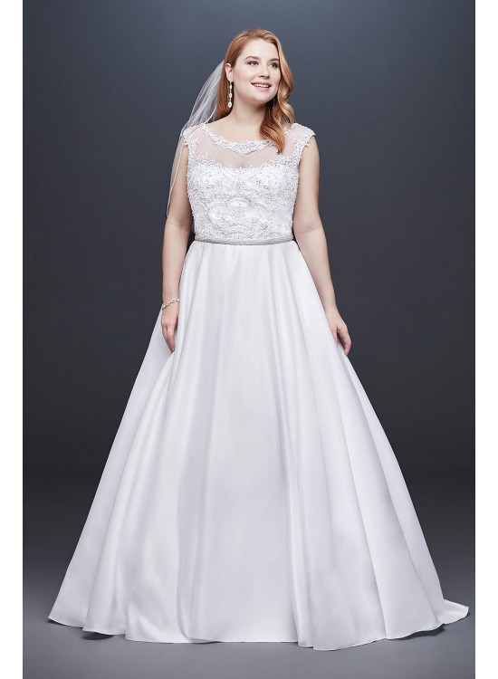 Satin Cap Sleeve Plus Size Ball Gown Wedding Dress  Collection 9WG3900