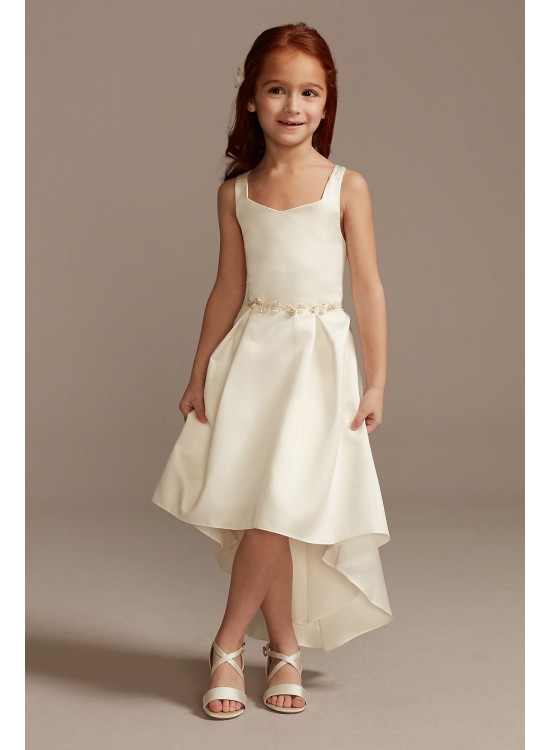 Satin Flower Girl Dress with High Low Hem  WG1415