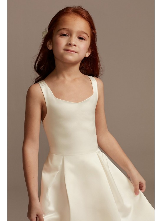 Satin Flower Girl Dress with High Low Hem  WG1415