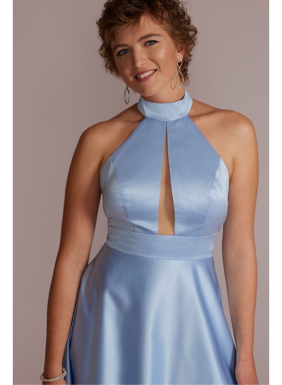 Satin Halter A-Line with Bodice Cutout Jules and Cleo D24NY22085V2