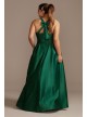 Satin Halter Plus Size Gown with Bow Back Detail City Triangles 5752TP9W