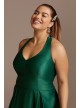 Satin Halter Plus Size Gown with Bow Back Detail City Triangles 5752TP9W