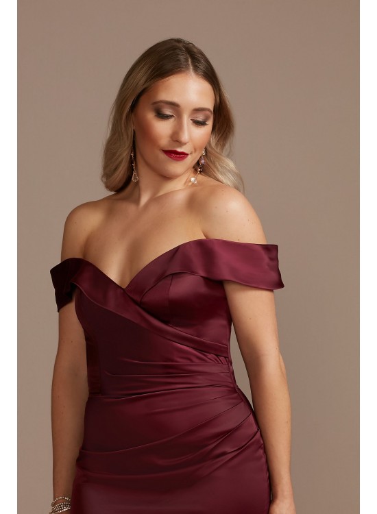 Satin Off-the-Shoulder Mermaid Bridesmaid Dress  GS290030