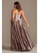 Satin Plunge Plus Size Gown with Illusion and Slit Speechless W43391Q96