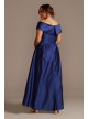 Satin Plus Size Ball Gown with Portrait Collar Xscape 3476XW