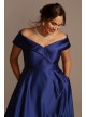 Satin Plus Size Ball Gown with Portrait Collar Xscape 3476XW