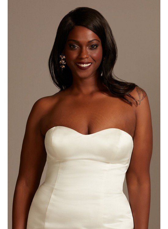 Satin Plus Size Wedding Dress with Cathedral Train  8CWG896