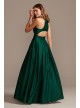 Satin Racerback Ball Gown with Cutout Morgan and Co 12772