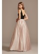 Satin Skirt Plunging-V Ball Gown with Pockets Blondie Nites 2004BN