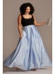 Satin Skirt Plus Size Gown with Illusion Sides Blondie Nites 2176BNW