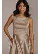 Satin Sleeveless Boatneck Bridesmaid Dress David&#039;s Bridal F20554