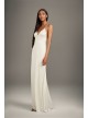 Satin Slip Dress with T-Back Sequin Tulle Overlay  VW351466