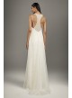 Satin Slip Dress with T-Back Sequin Tulle Overlay  VW351466