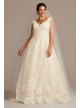 Scallop V-Neck Lace Tulle Plus Size Wedding Dress  Collection 4XL9WG3850