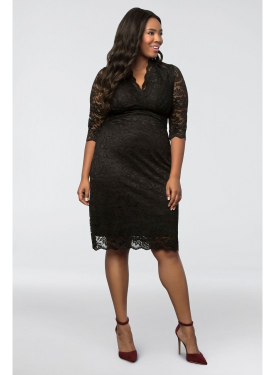 Scalloped Boudoir Lace Plus Size Cocktail Dress Kiyonna 12060902