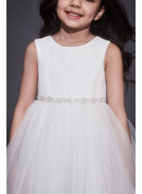 Scalloped Crystal and Pearl Flower Girl Sash  BLT9280FG