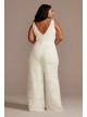 Scalloped Lace V-Neck Wide-Leg Plus Size Jumpsuit DB Studio 9SDWG0931