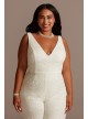 Scalloped Lace V-Neck Wide-Leg Plus Size Jumpsuit DB Studio 9SDWG0931