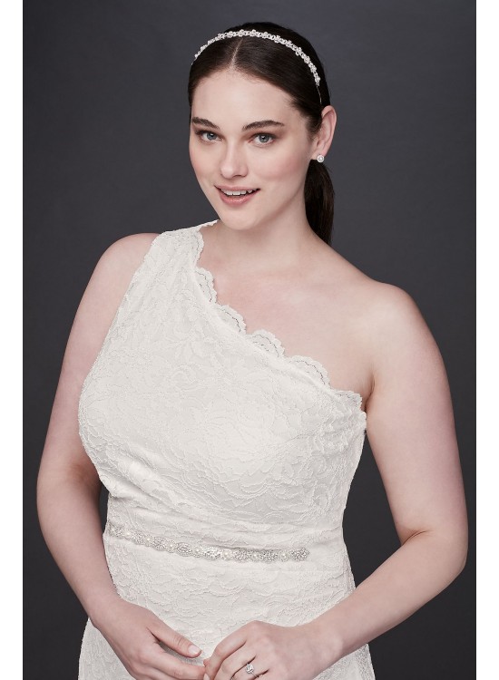 Scalloped One-Shoulder Lace Plus Size Gown DB Studio 183668DBW